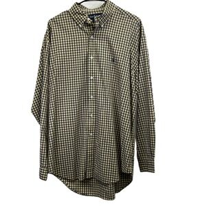 Ralph Lauren Blake Cotton Navy/Yellow Plaid L/S Button Down Large Shirt